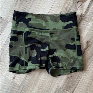 Green Camouflage Athletic Shorts for Women
